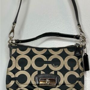 Coach Kristin Black and Tan Signature Crossbody/Shoulder Bag